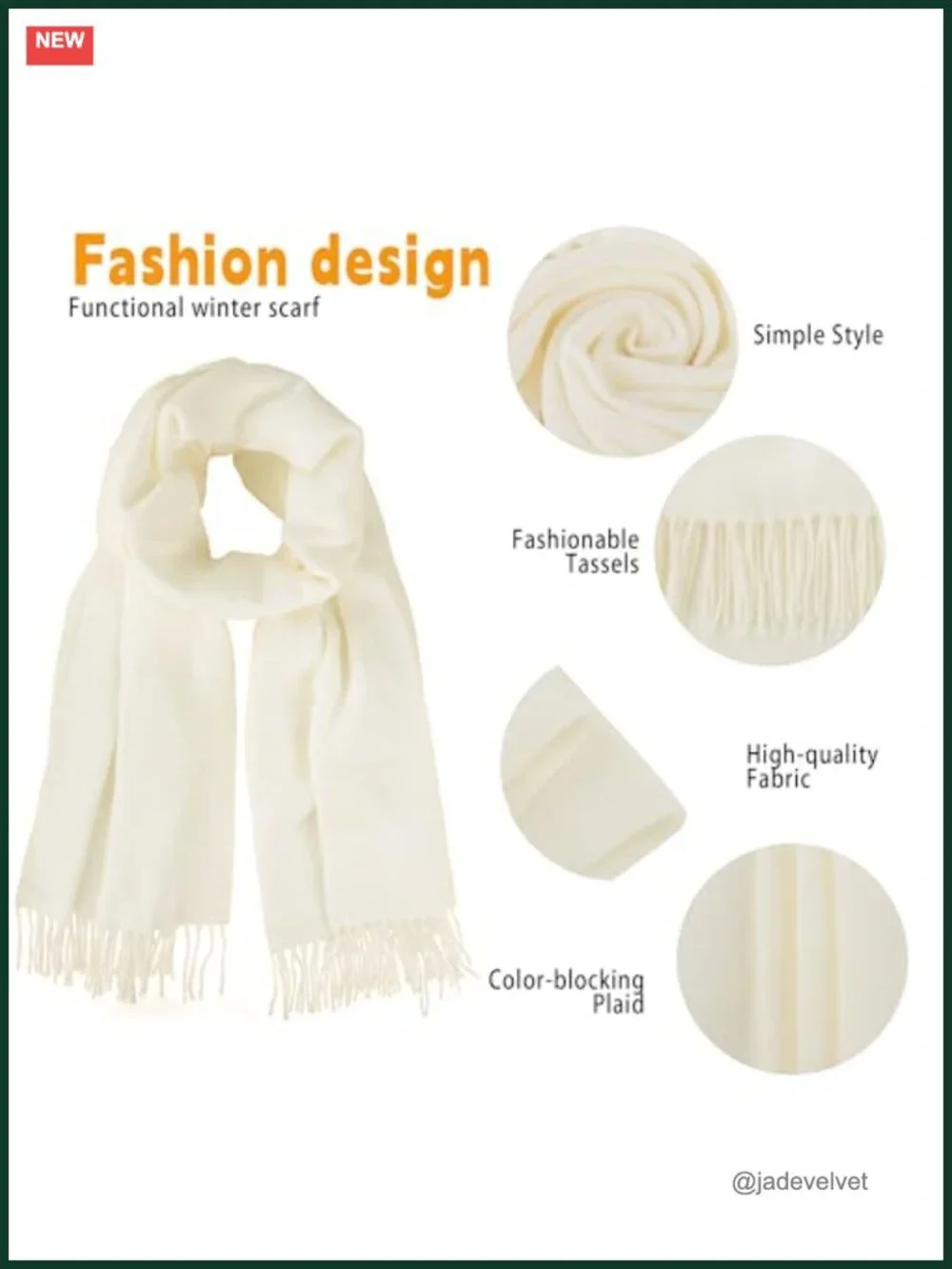 Warm Winter Scarf Shawl Wrap with Tassels Oversized 78.7x26.8